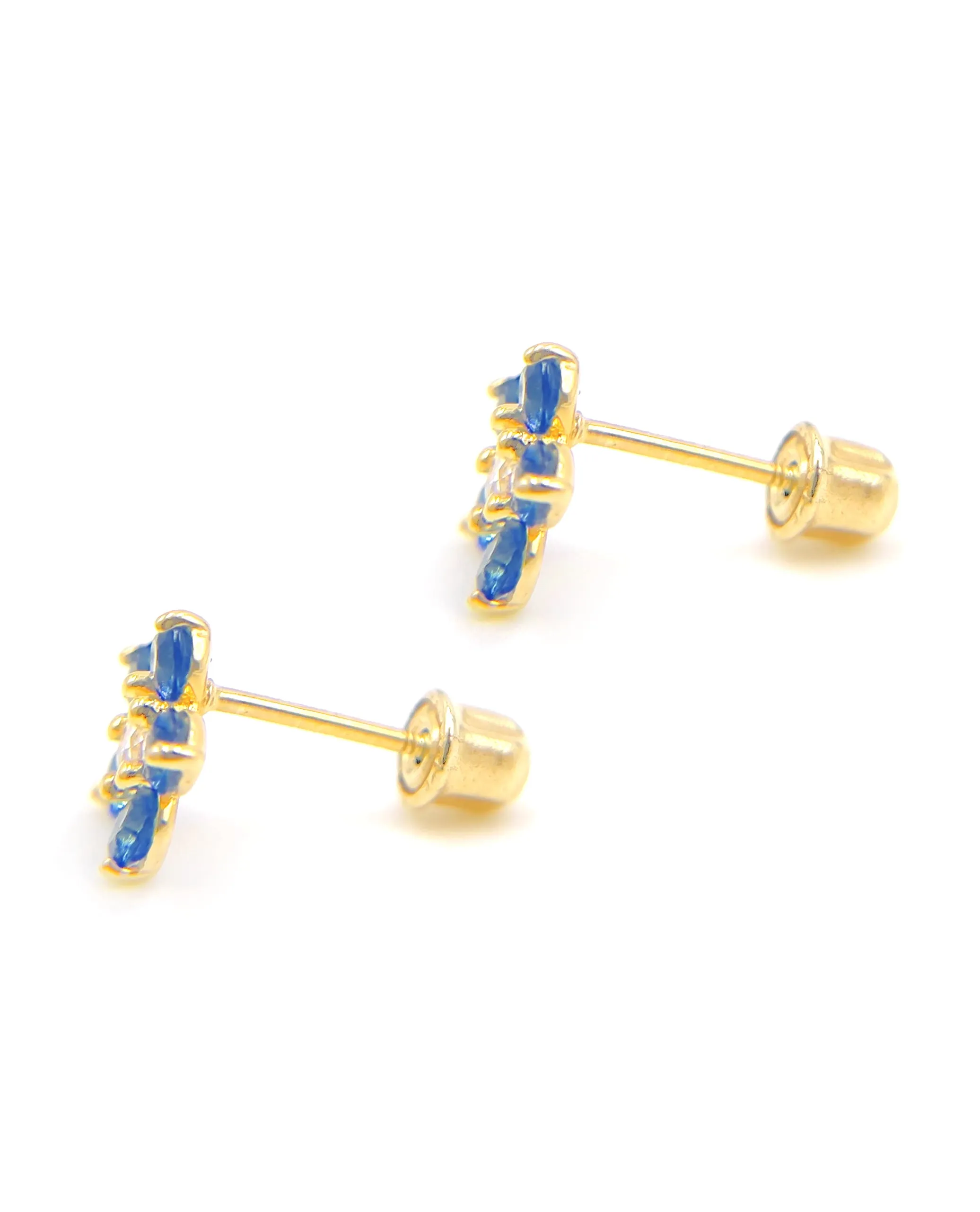 14k Yellow Gold Birthday Flower Earrings with Five Petals - September