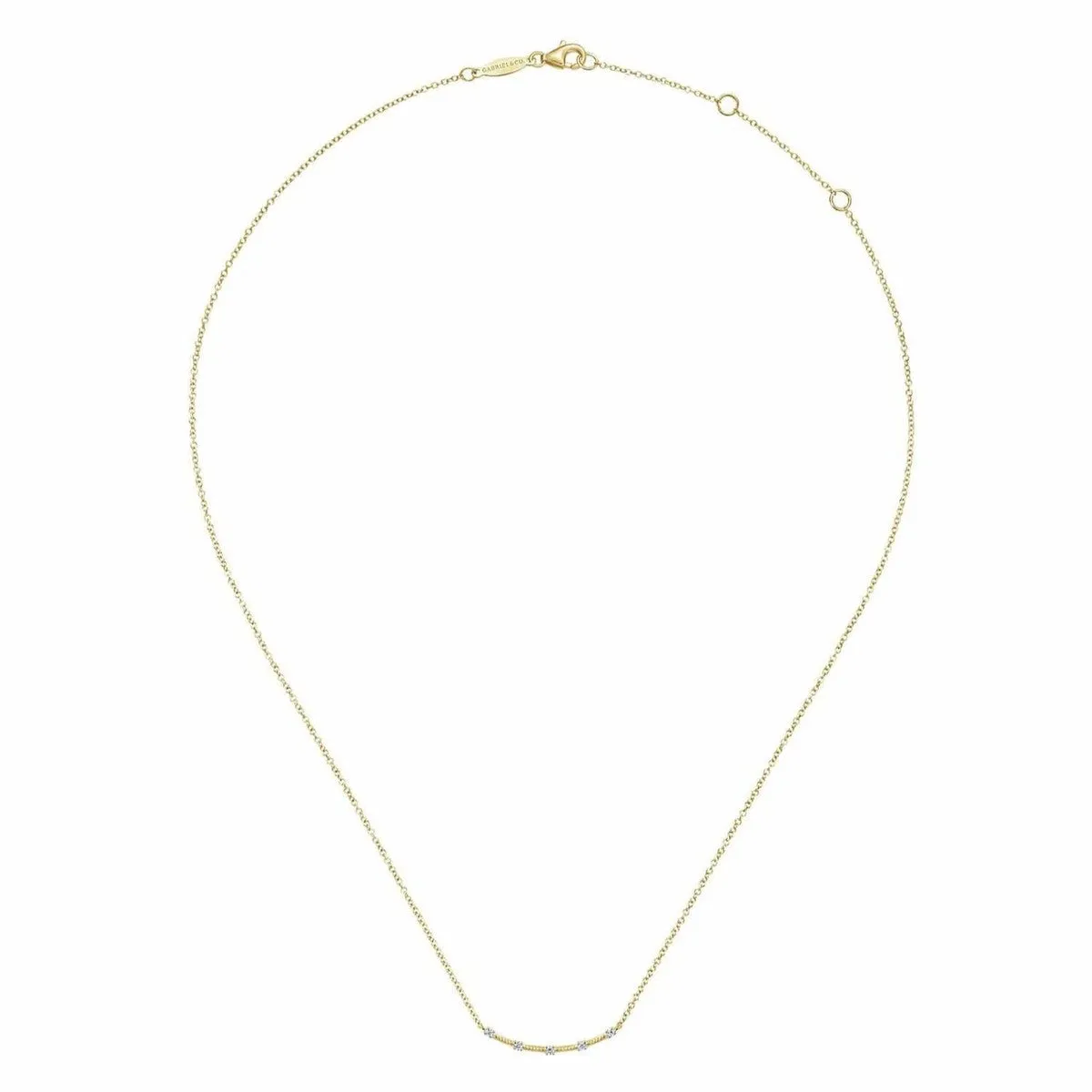 14K Yellow Gold Curved Bar Necklace with Diamond Stations - NK6137Y45JJ