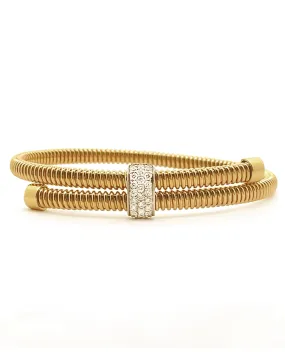 18K Yellow and White Gold Adjustable Bangle with Diamonds