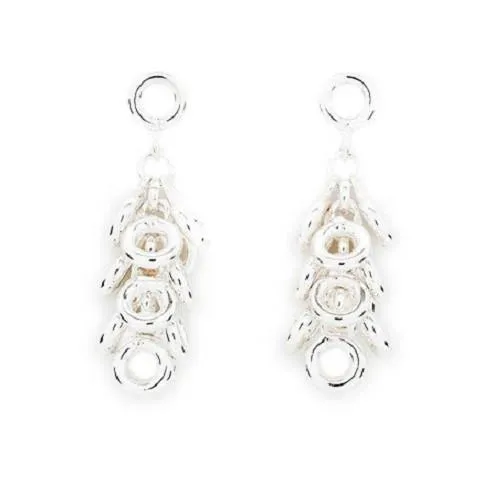 925 Sterling Silver Plated Designer Inspired 'Scatter Kisses' Tassel Drop Earrings