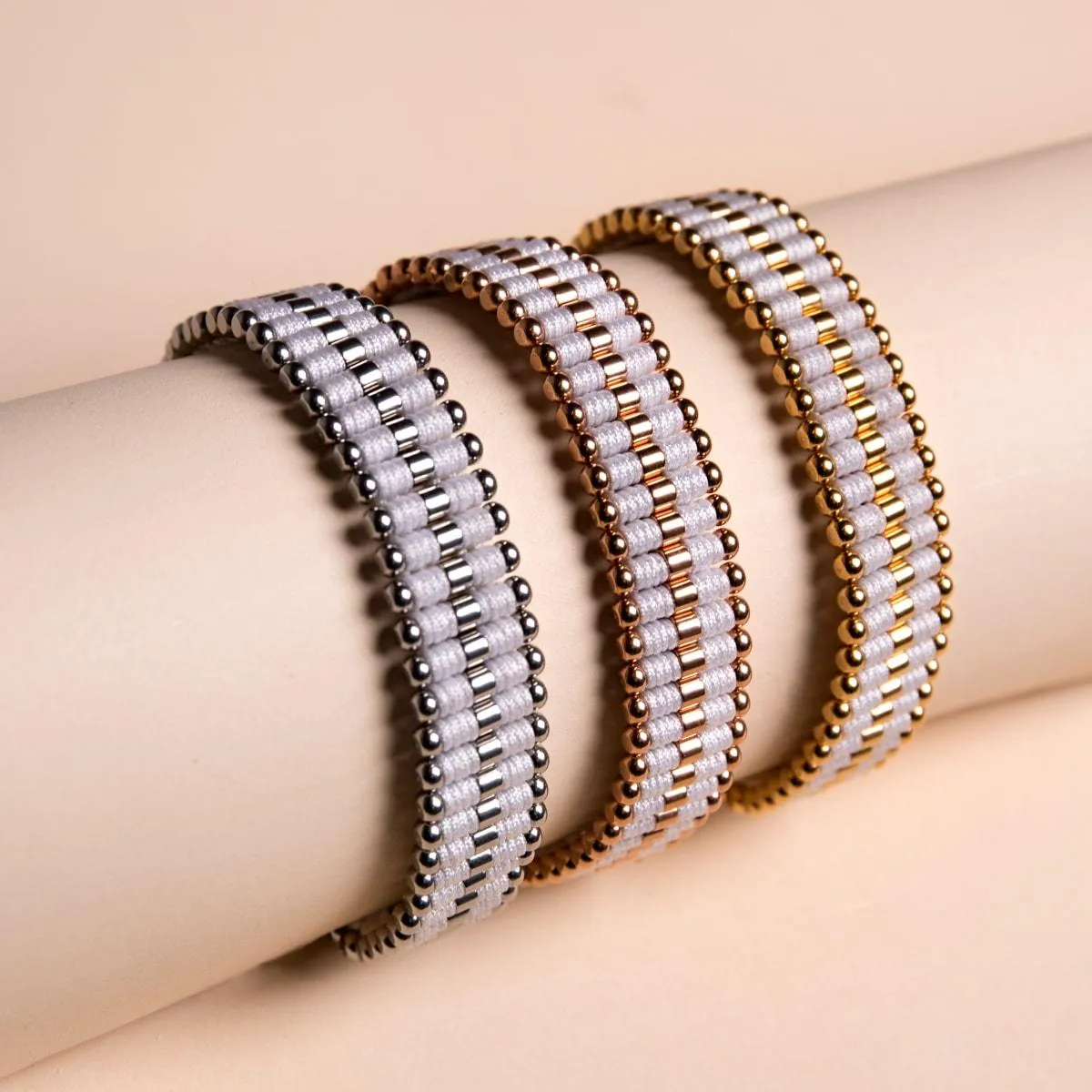 Amici | 18k Gold | White | Macrame Bracelet