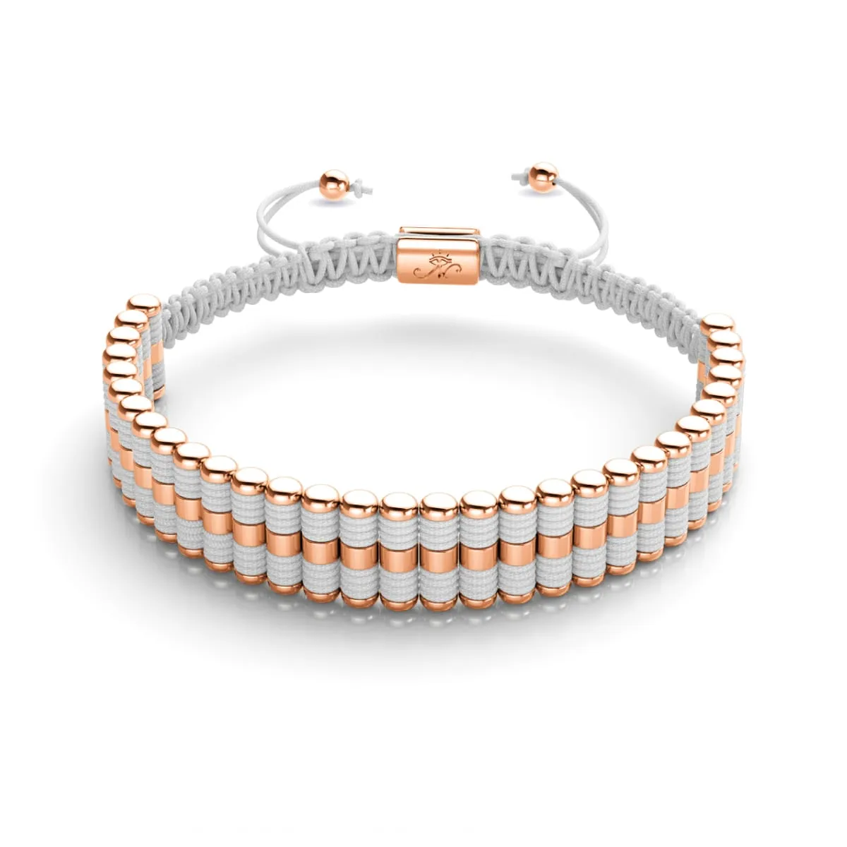 Amici | 18k Rose Gold | White | Macrame Bracelet