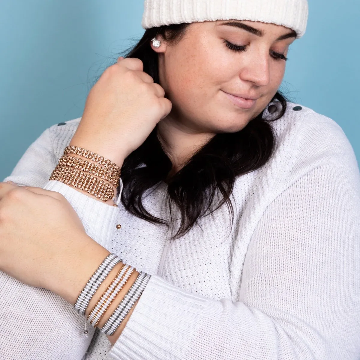 Amici | 18k Rose Gold | White | Macrame Bracelet