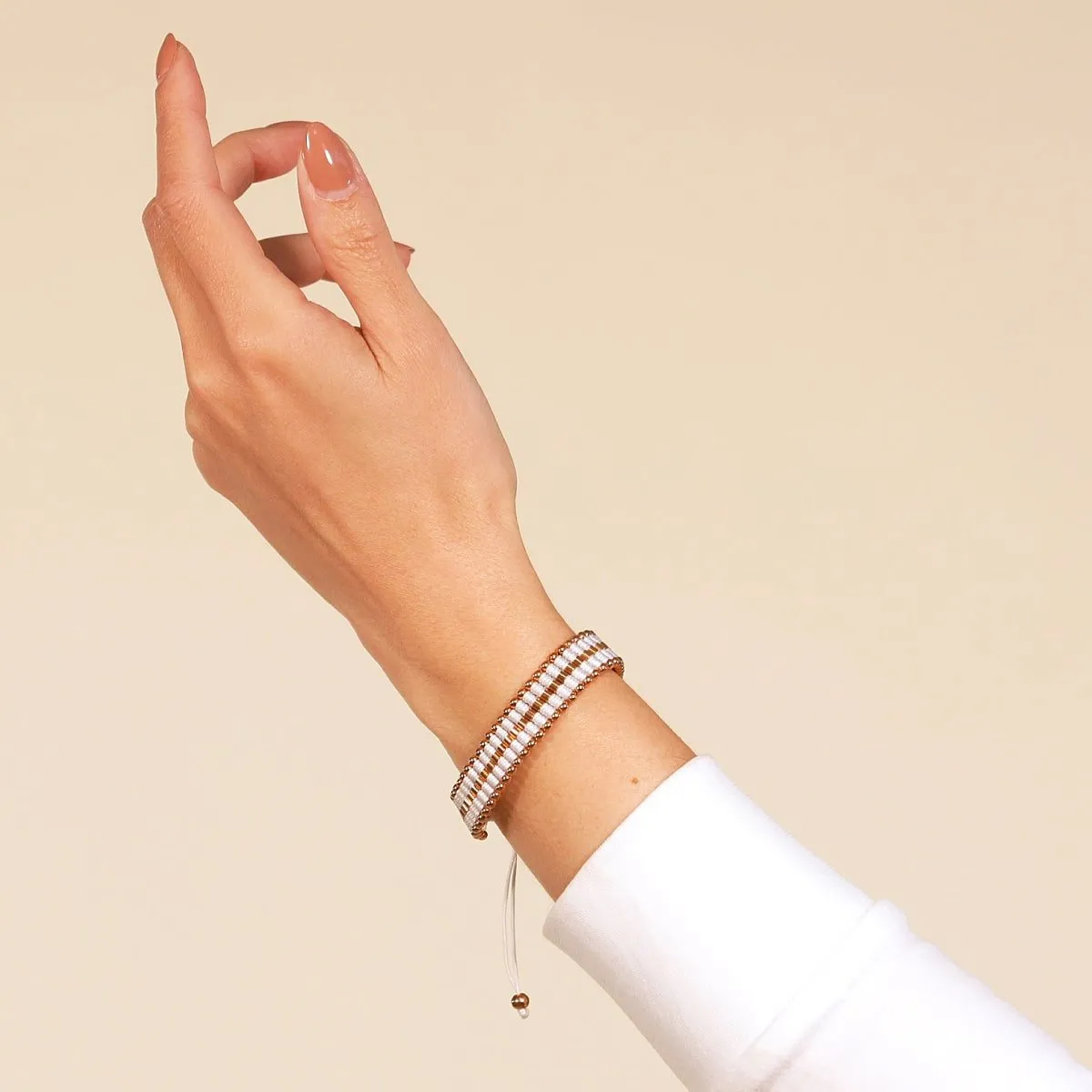 Amici | 18k Rose Gold | White | Macrame Bracelet