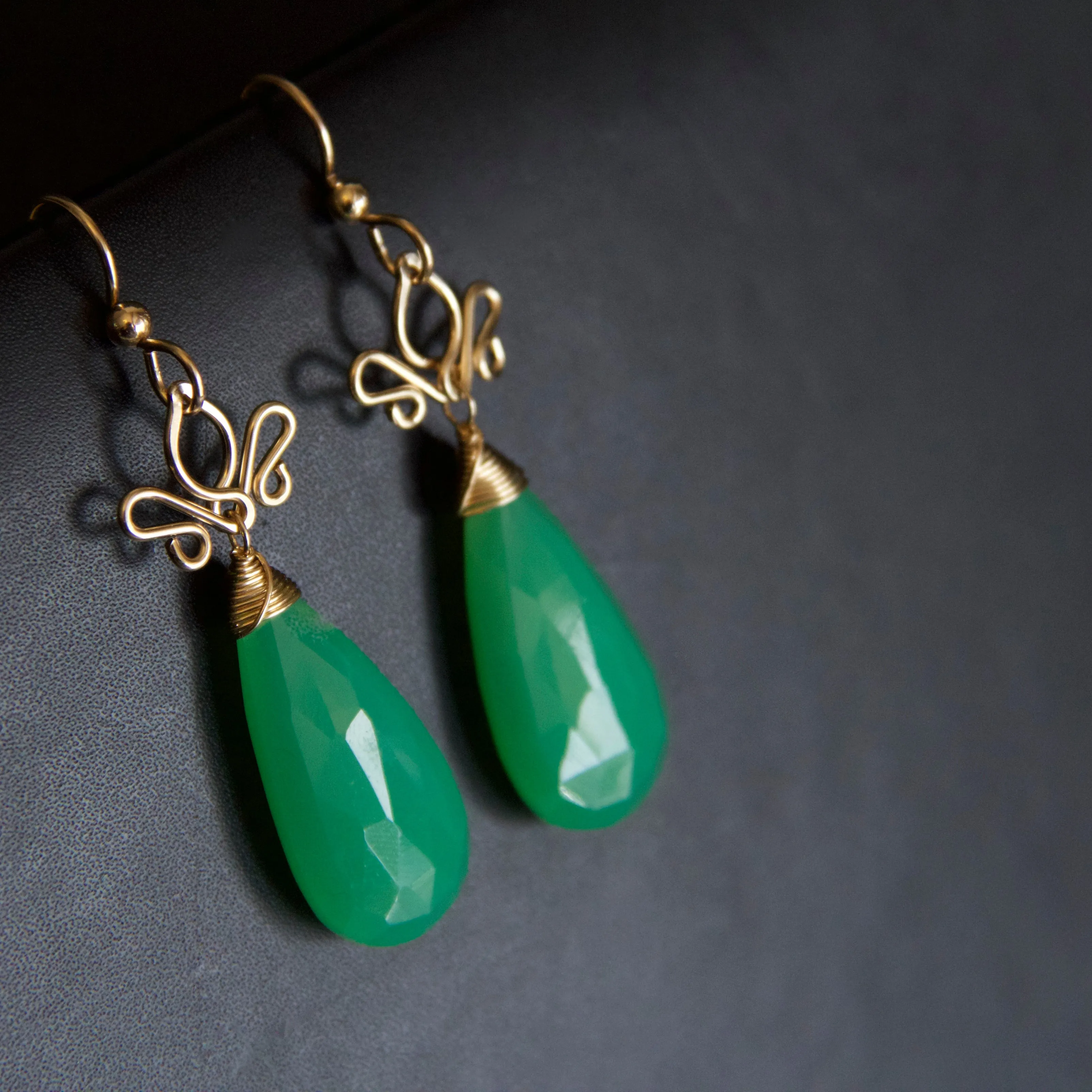 Aracelis  - Chrysoprase, 14k Gold Filled Earrings