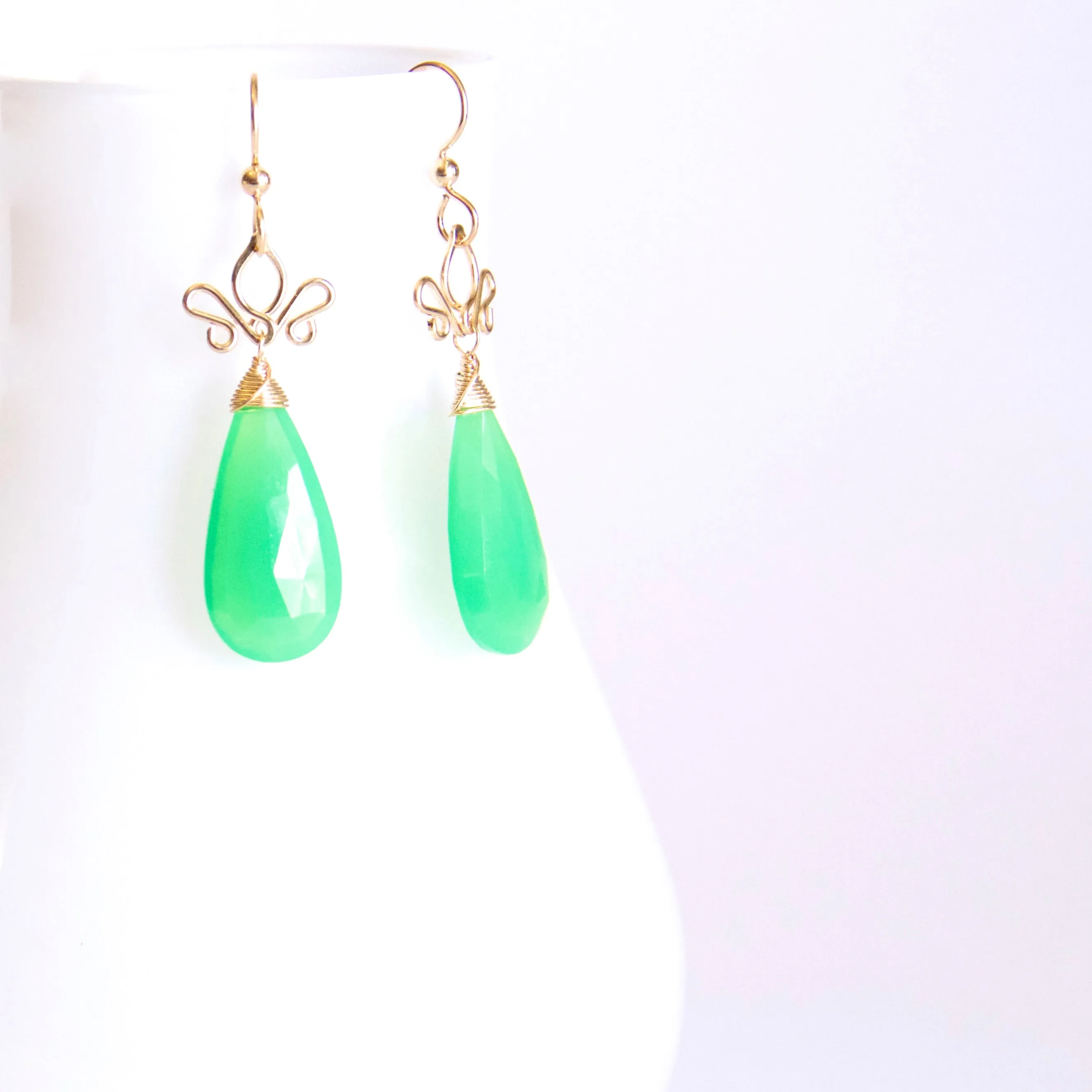 Aracelis  - Chrysoprase, 14k Gold Filled Earrings