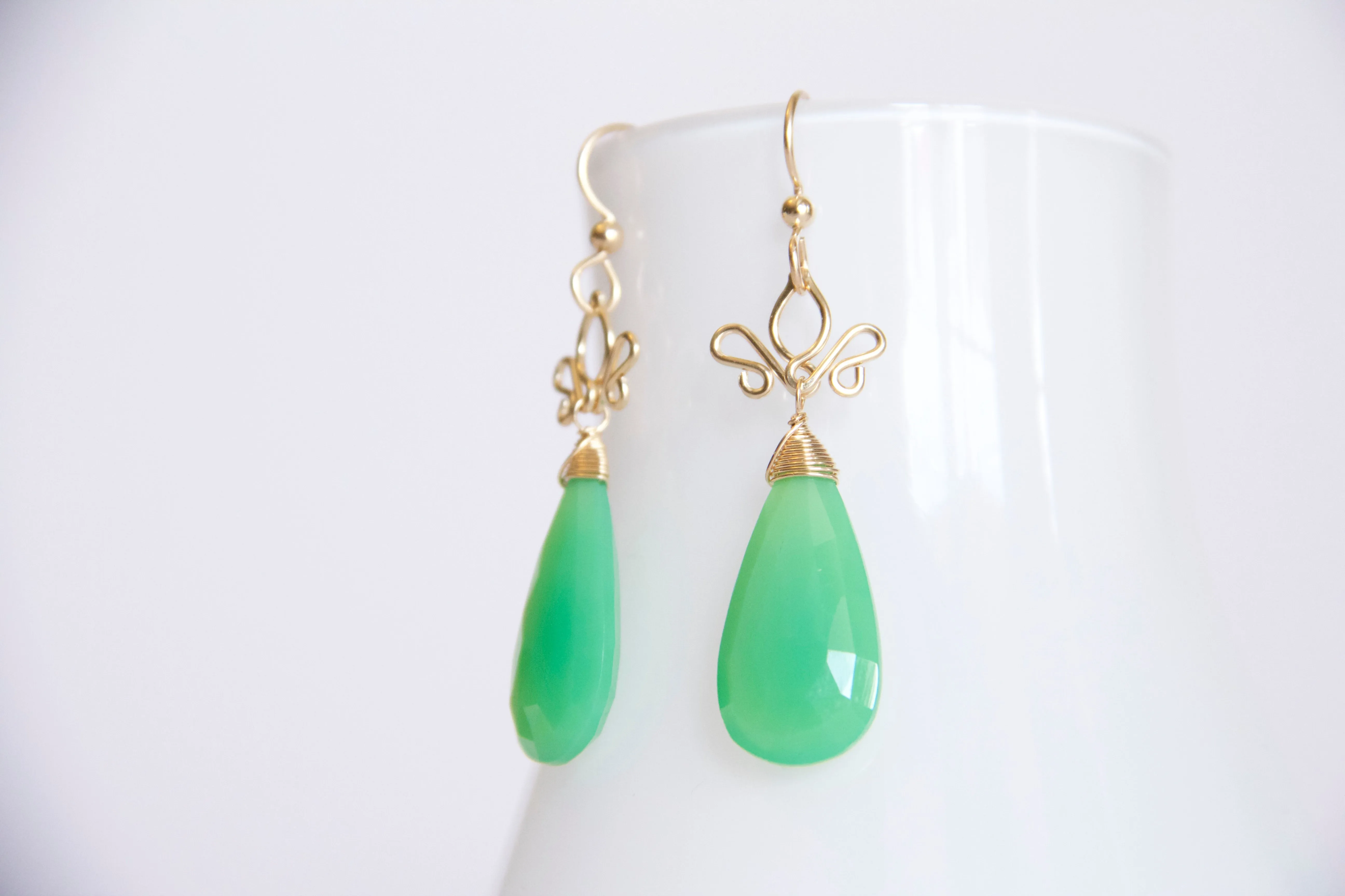 Aracelis  - Chrysoprase, 14k Gold Filled Earrings