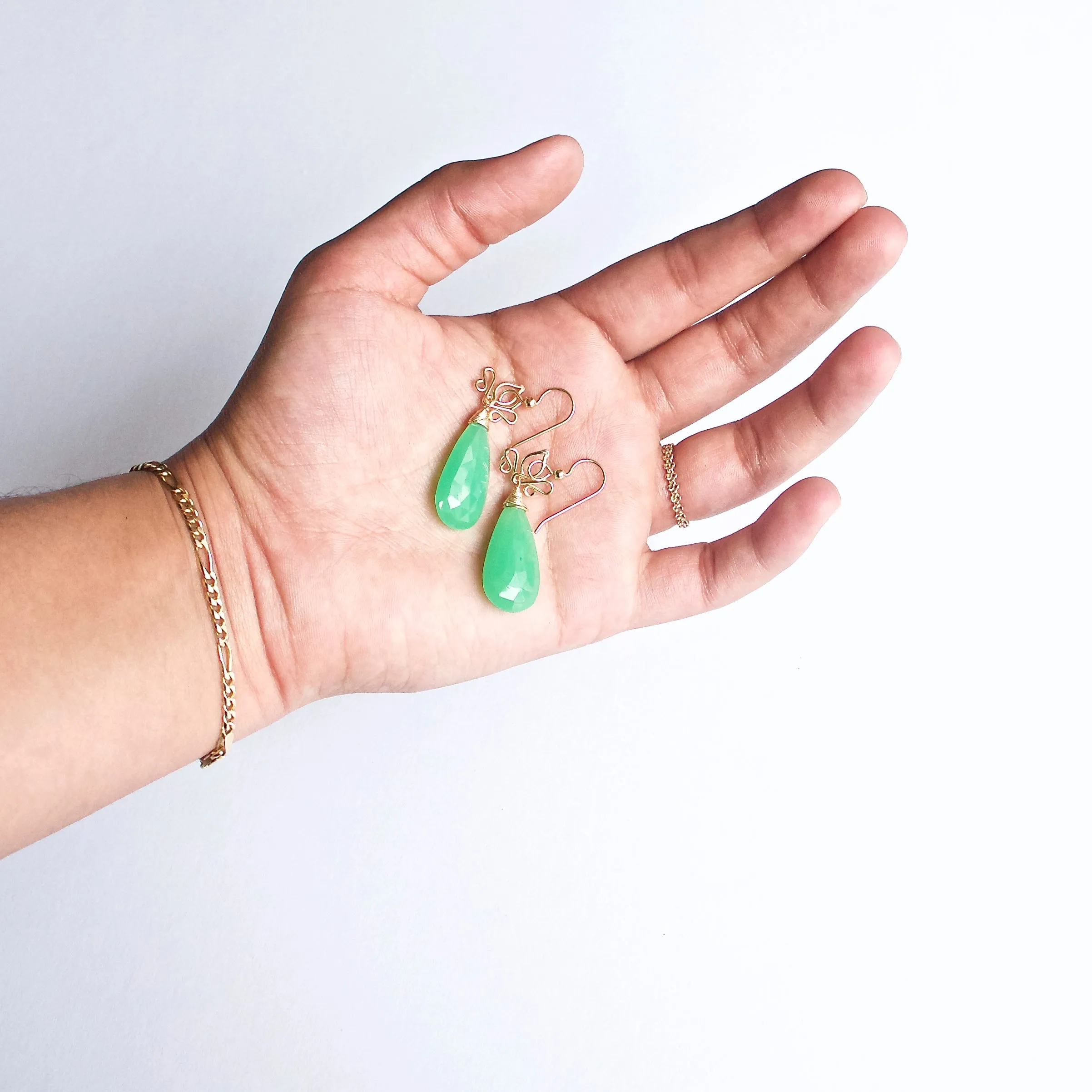 Aracelis  - Chrysoprase, 14k Gold Filled Earrings