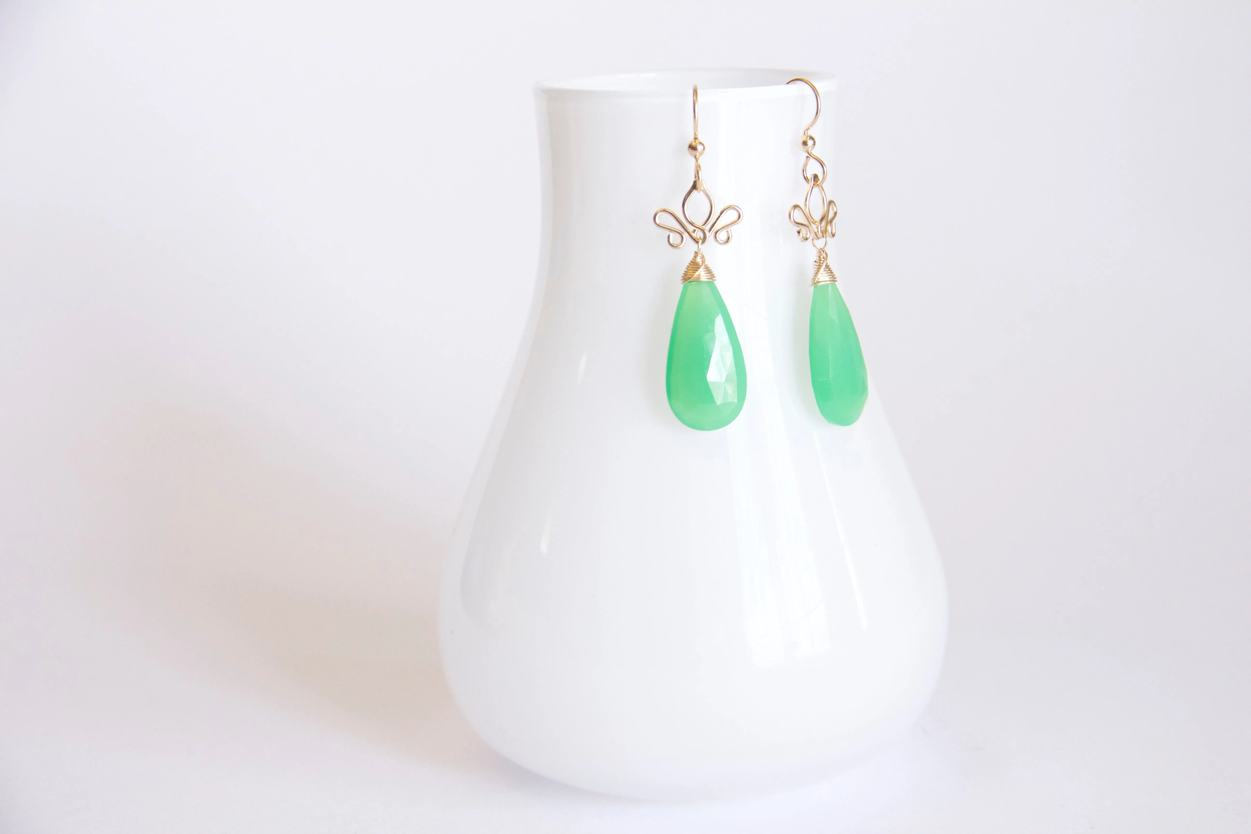 Aracelis  - Chrysoprase, 14k Gold Filled Earrings