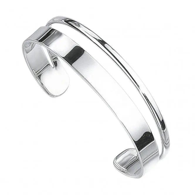 Beginnings Sterling Silver B085 D Shape  Flat Torque Bangle