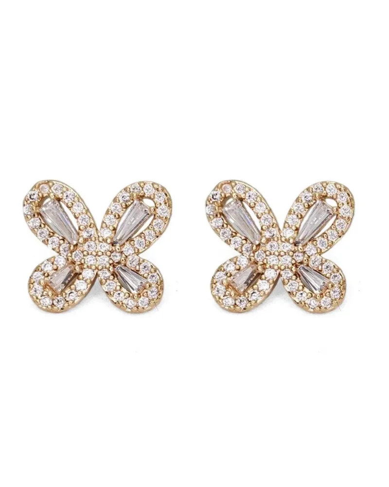 Bitz of Glitz CZ Gold Luxe Butterfly Oversized Stud Earrings