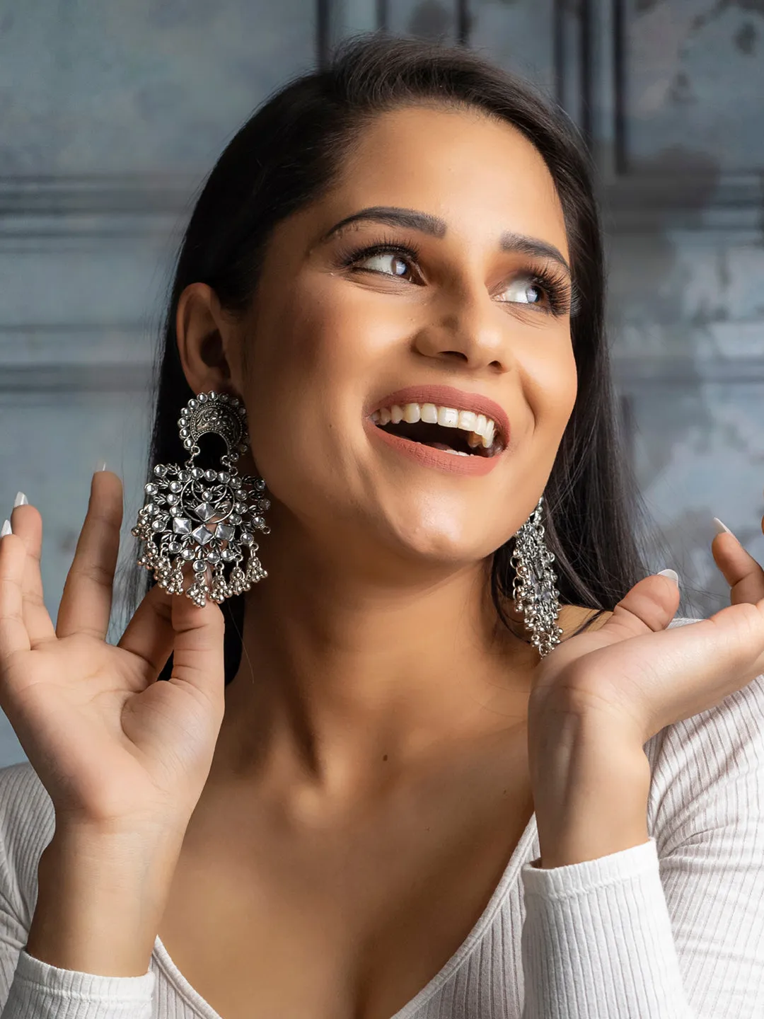 Boho Oxidised Oversized Jhumkas