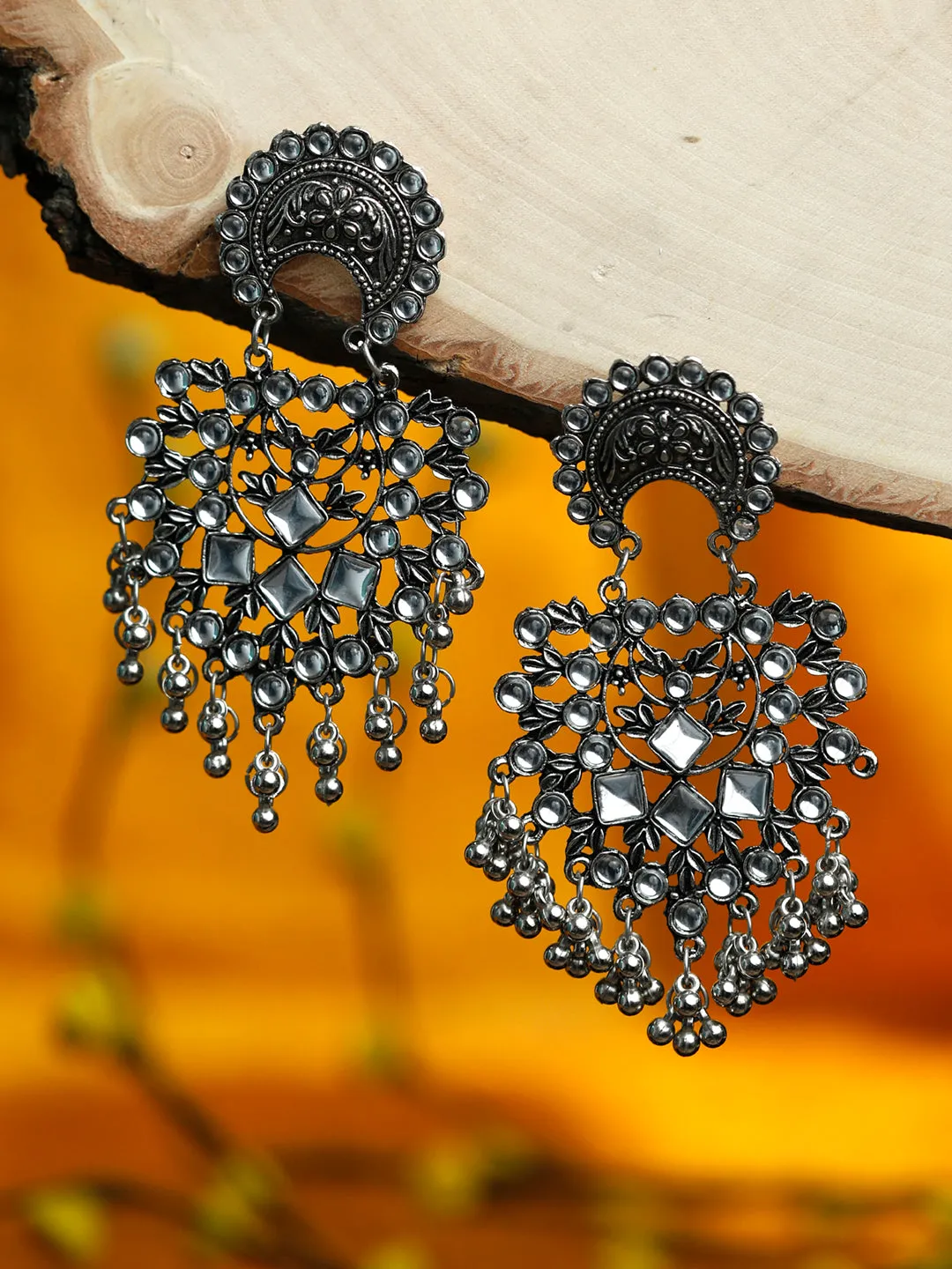 Boho Oxidised Oversized Jhumkas