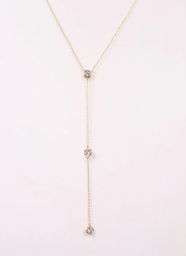 Burstyn CZ Y Necklace GOLD