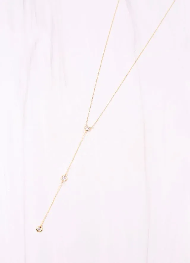 Burstyn CZ Y Necklace GOLD