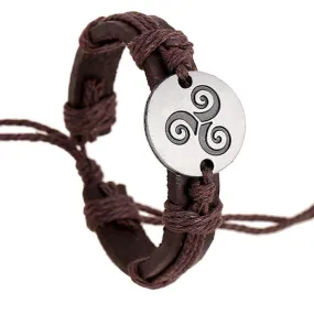 Carving Flower Woven Leather Bracelet