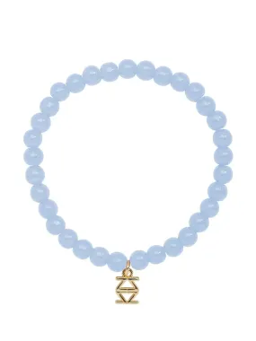 Cassie Glass Bead Stretch Bracelet-Light Blue