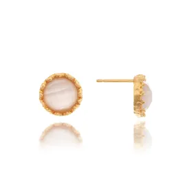 Cat's Eye White Round Stud Earrings