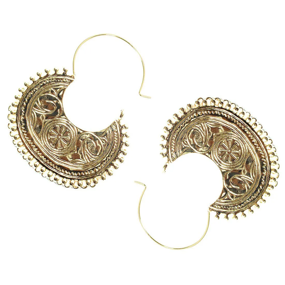 CHUNKY ETHNIC ENGRAVED STATEMENT HOOP EARRINGS