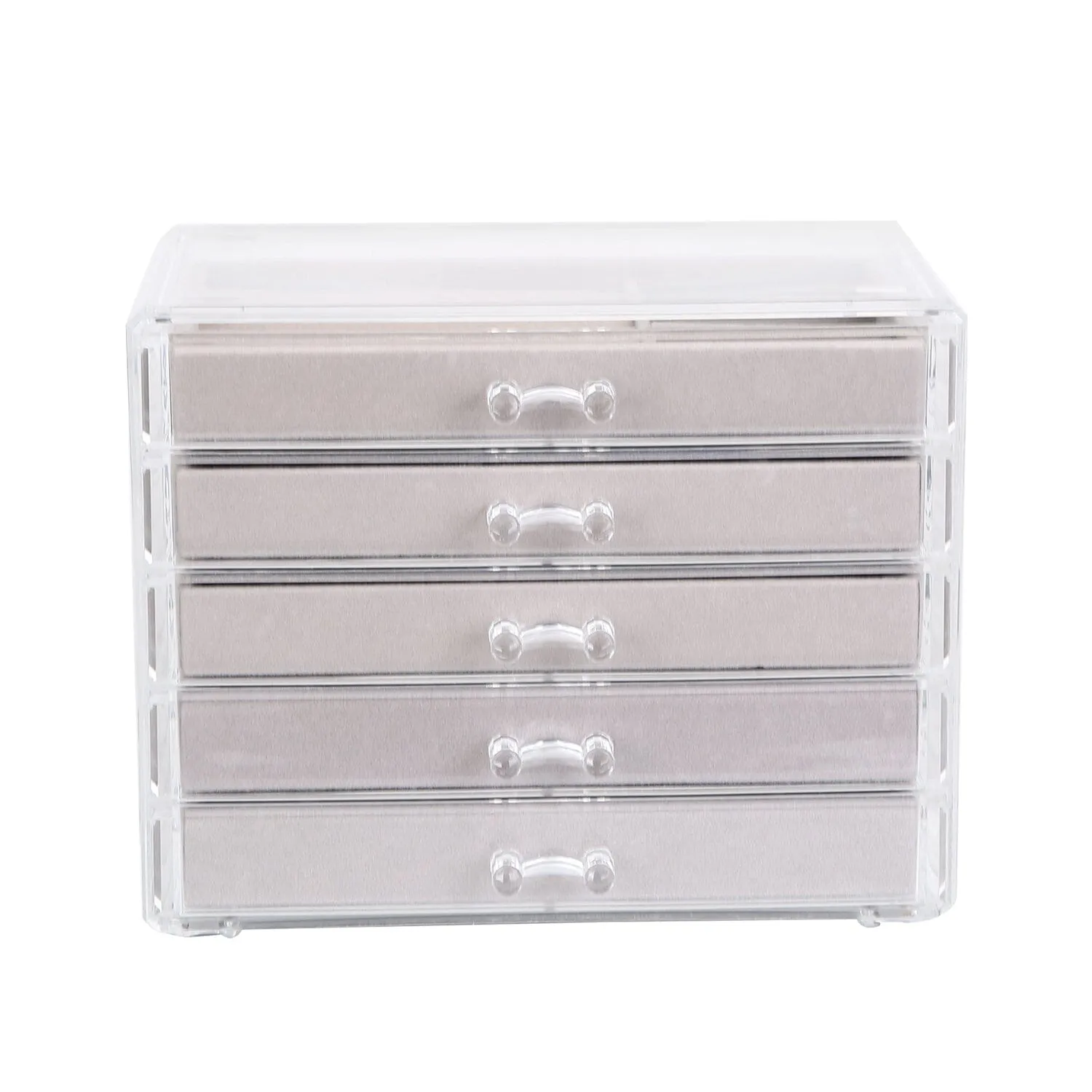 Clear Acrylic Jewelry Box Organizer with 5 Stackable Drawers