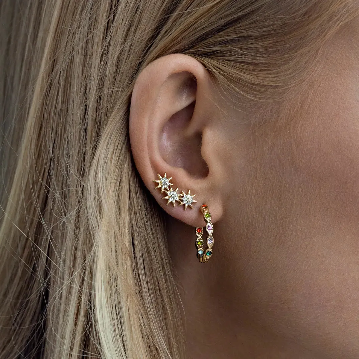 colorful crystal hoop earrings