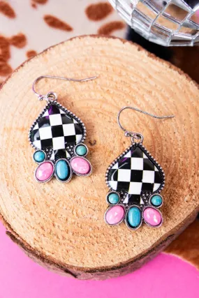 Colorful Spades Silvertone Earrings