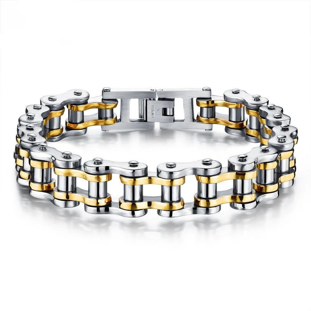 Cool Men Biker Bicycle Motorcycle Chain Men's Bracelets & Bangles Fashion 4 Color 316L Stainless Steel Jewelry