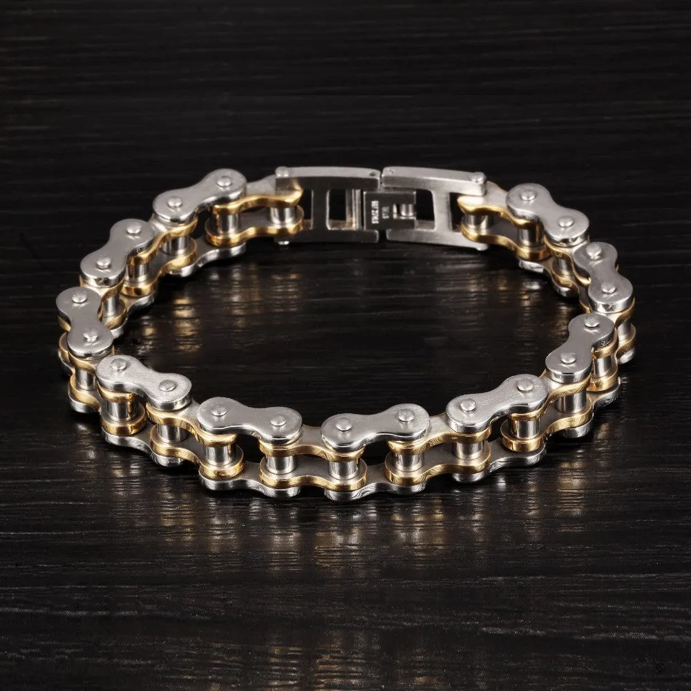 Cool Men Biker Bicycle Motorcycle Chain Men's Bracelets & Bangles Fashion 4 Color 316L Stainless Steel Jewelry