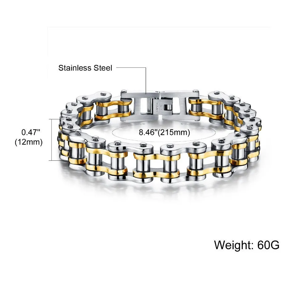 Cool Men Biker Bicycle Motorcycle Chain Men's Bracelets & Bangles Fashion 4 Color 316L Stainless Steel Jewelry