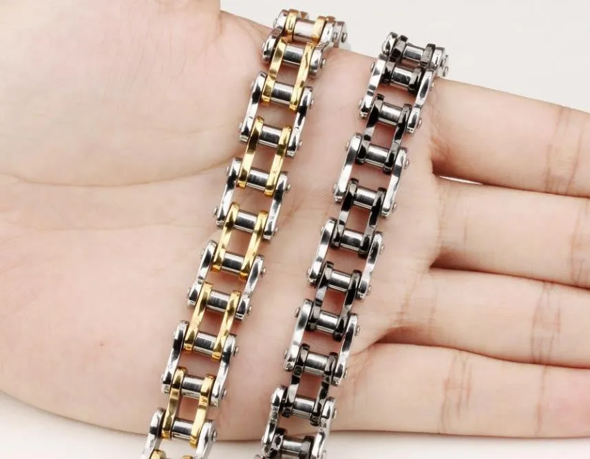 Cool Men Biker Bicycle Motorcycle Chain Men's Bracelets & Bangles Fashion 4 Color 316L Stainless Steel Jewelry