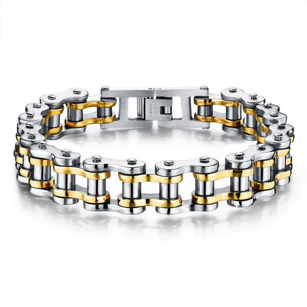 Cool Men Biker Bicycle Motorcycle Chain Men's Bracelets & Bangles Fashion 4 Color 316L Stainless Steel Jewelry