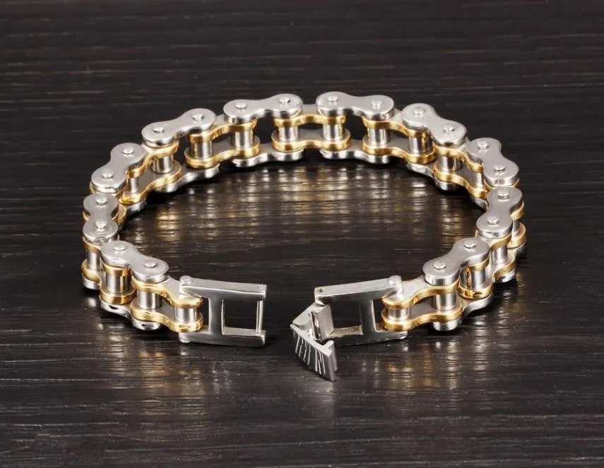 Cool Men Biker Bicycle Motorcycle Chain Men's Bracelets & Bangles Fashion 4 Color 316L Stainless Steel Jewelry