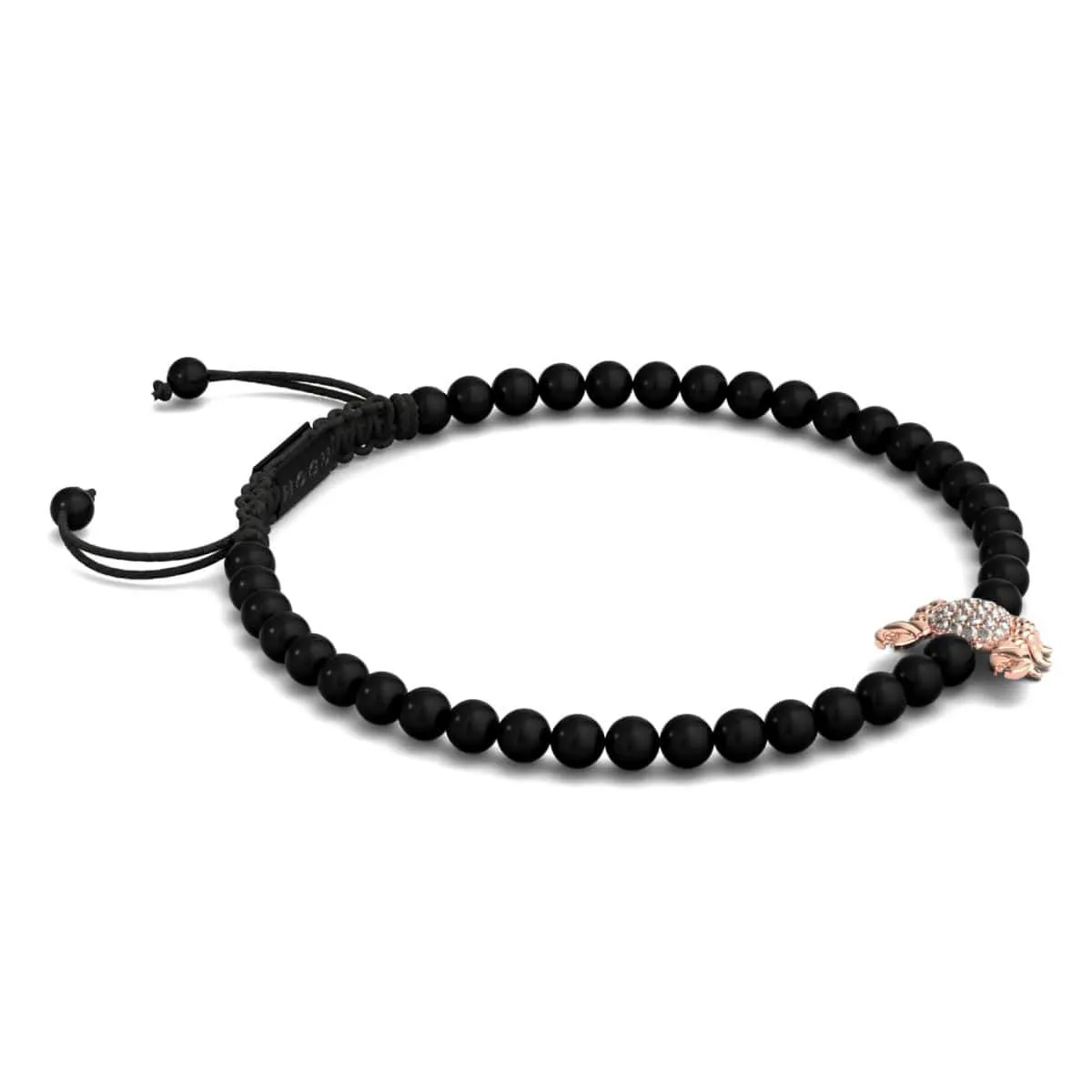 Crystal Sea Crab | 18k Rose Gold & Gunmetal | Black | Macrame Charmballa Bracelet