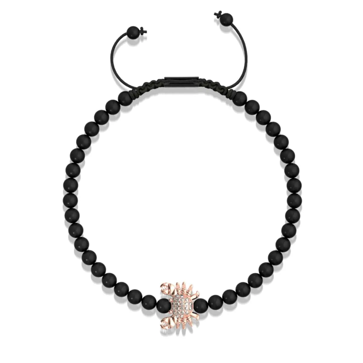 Crystal Sea Crab | 18k Rose Gold & Gunmetal | Black | Macrame Charmballa Bracelet