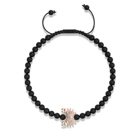 Crystal Sea Crab | 18k Rose Gold & Gunmetal | Black | Macrame Charmballa Bracelet