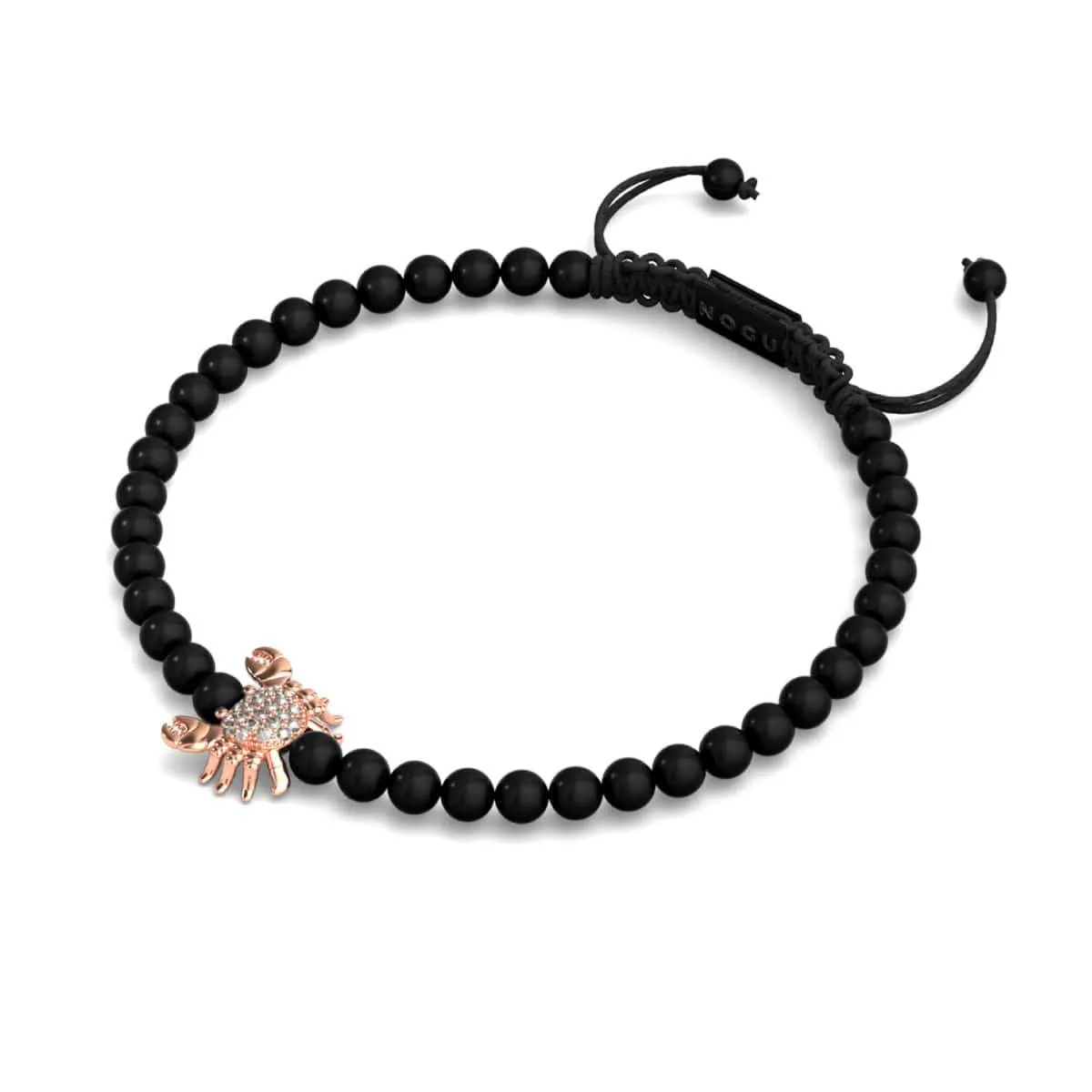 Crystal Sea Crab | 18k Rose Gold & Gunmetal | Black | Macrame Charmballa Bracelet