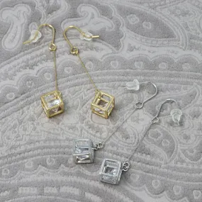 Cubic Zirconia Square Drop Earrings