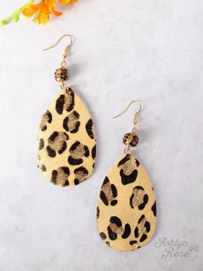 Delightfully Teardrop Shimmer Leopard Earrings