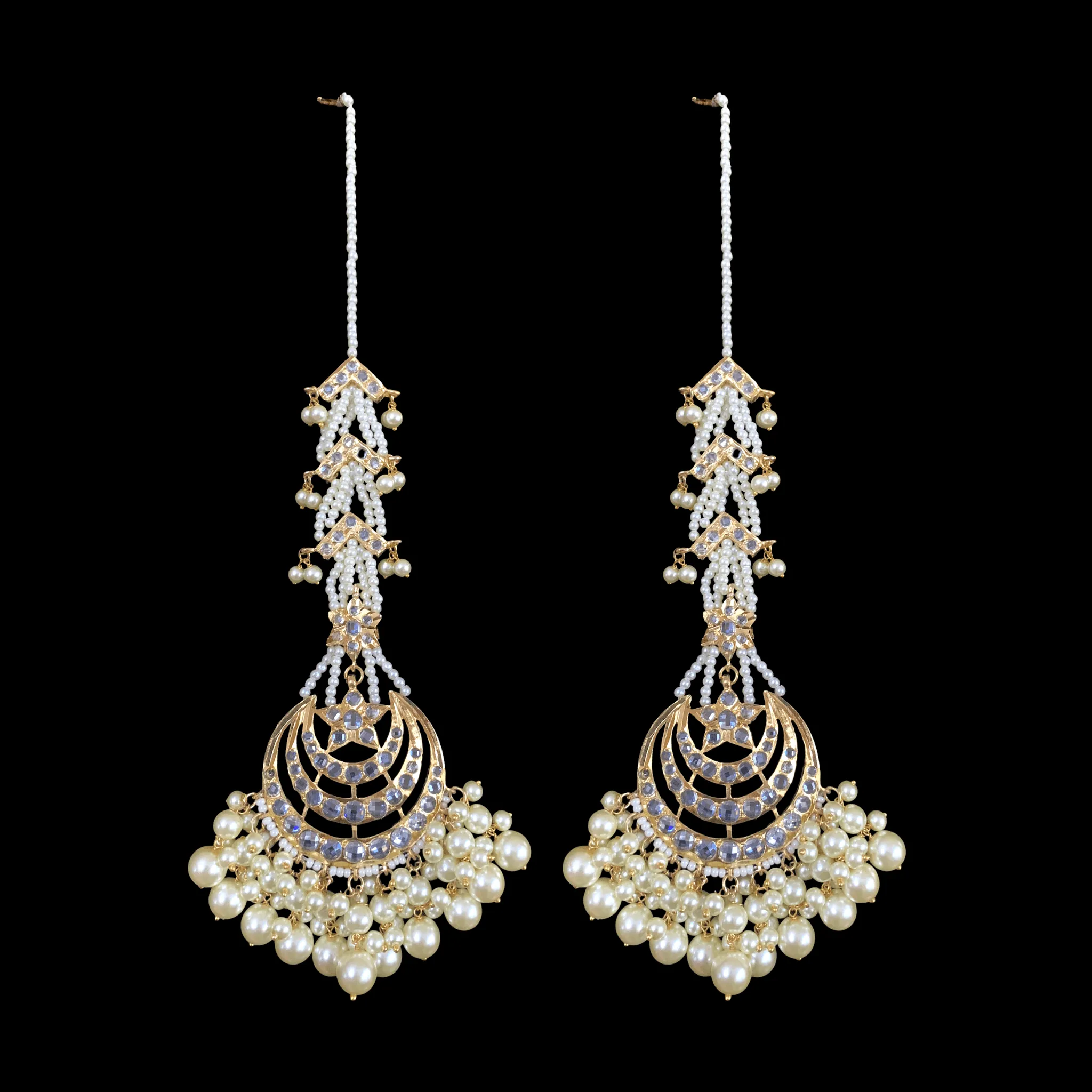 DJET28 Tahura earrings tika in pearls  ( READY TO SHIP )