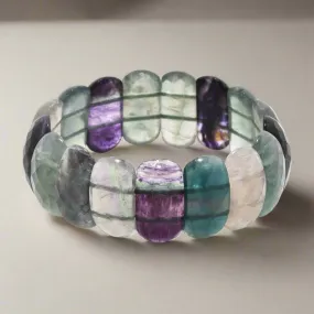 Fluorite Faceted Gemstone Bead Elastic Bracelet