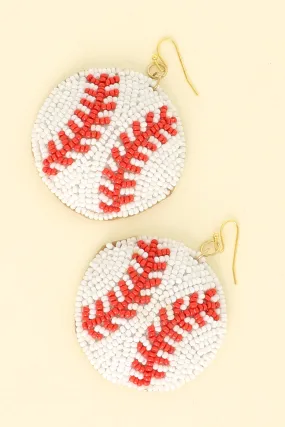 Game Day Baseball Seed Bead Earrings