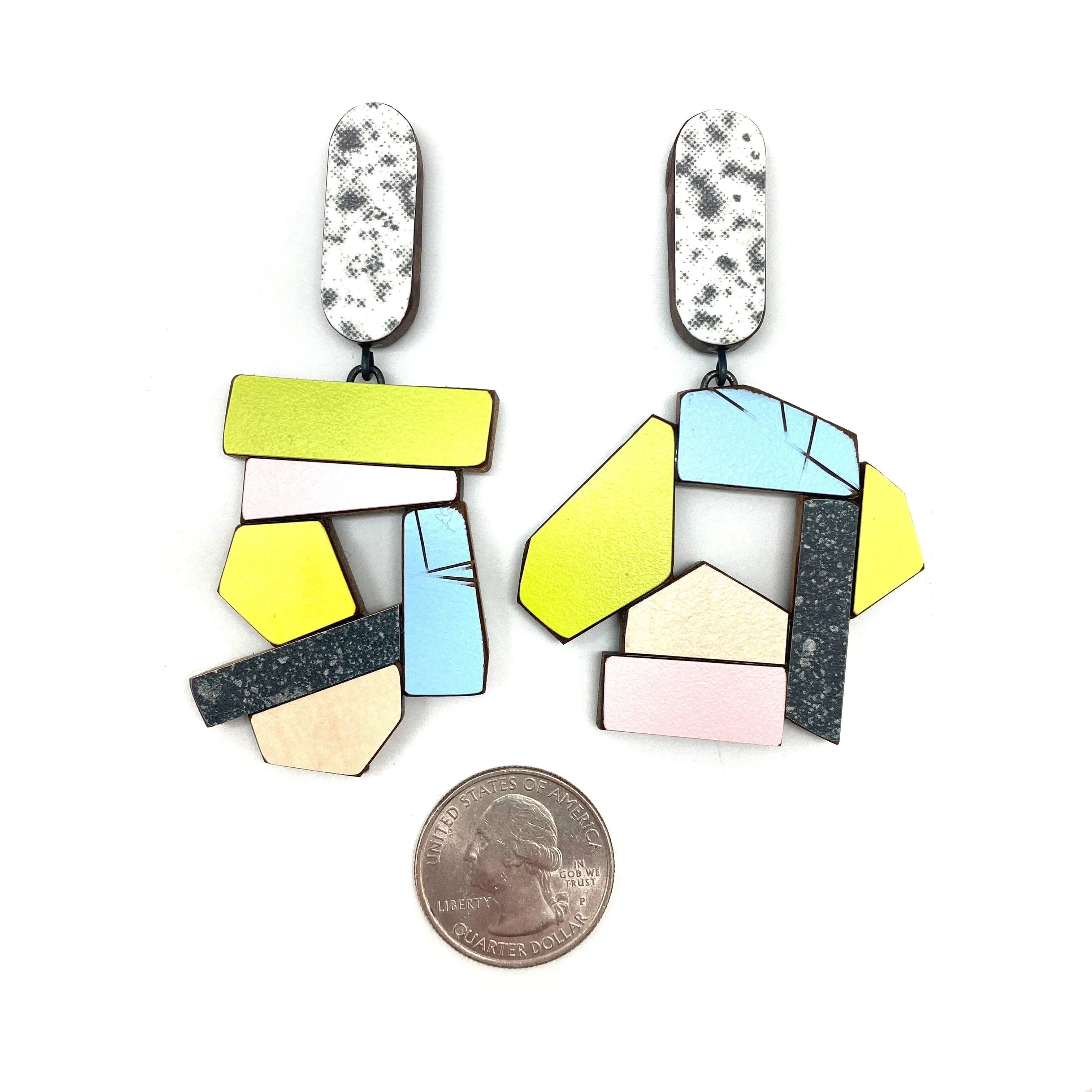 Geometric Earrings - Light Blue/Yellow/Pink/Green