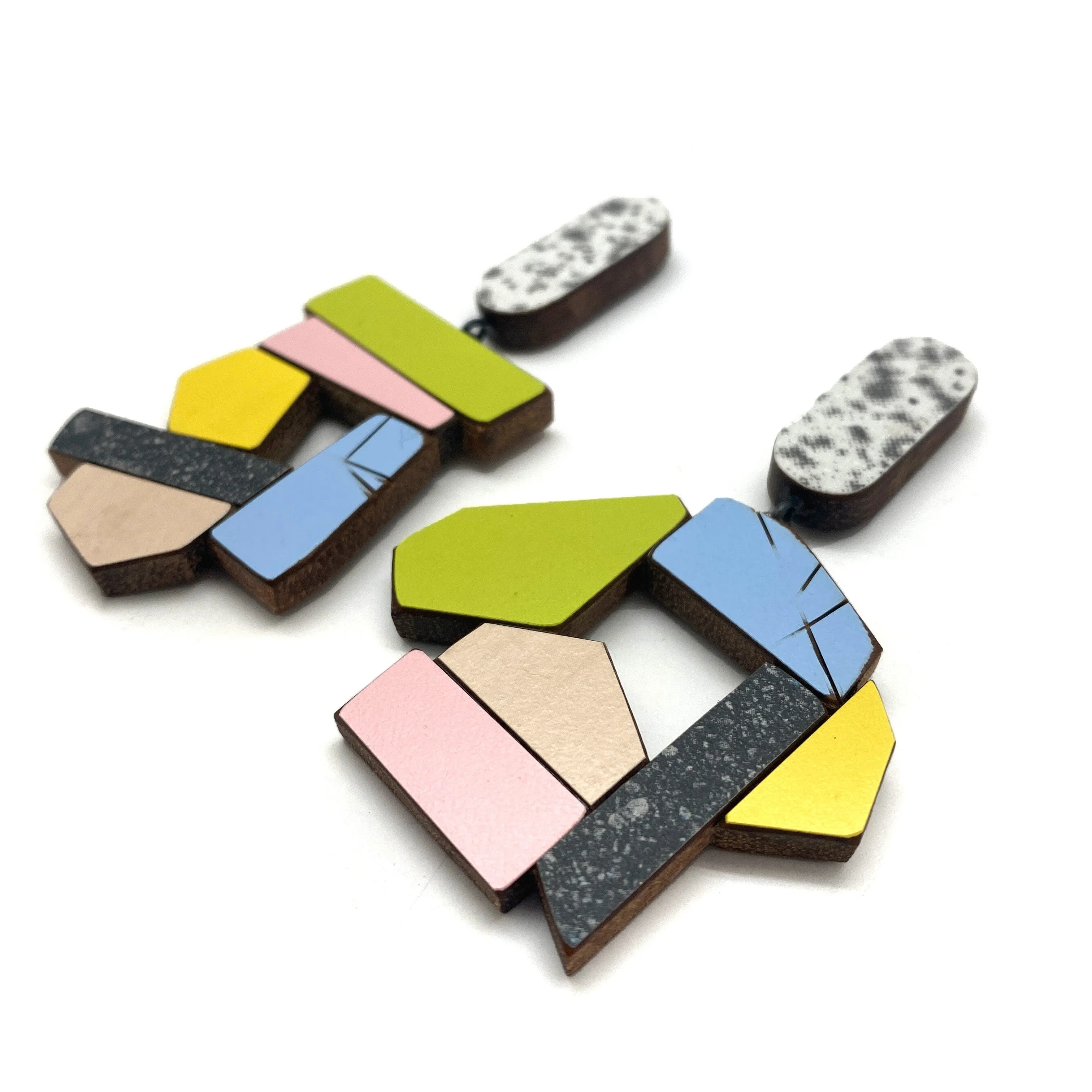 Geometric Earrings - Light Blue/Yellow/Pink/Green