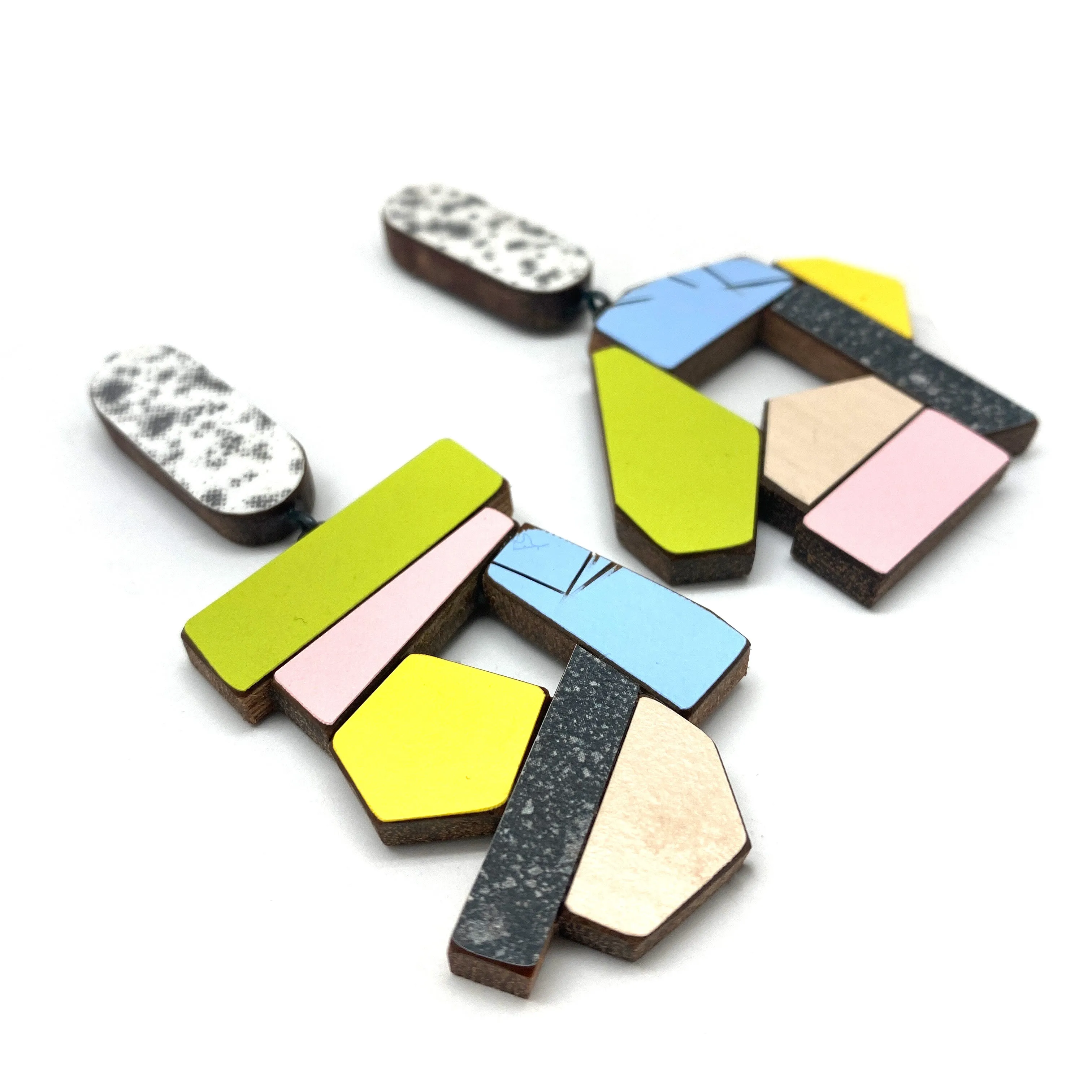 Geometric Earrings - Light Blue/Yellow/Pink/Green