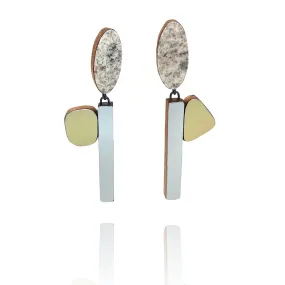 Geometric Earrings - Metallic Gold, Silver and Marbled