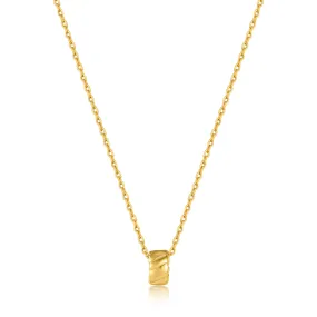 Gold Smooth Twist Pendant Necklace