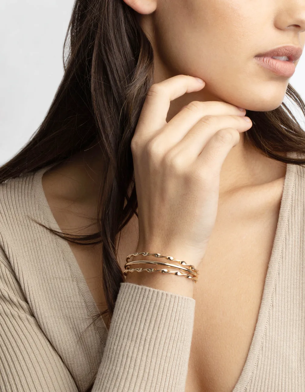 Gold Twisted Plait Cuff Bangle