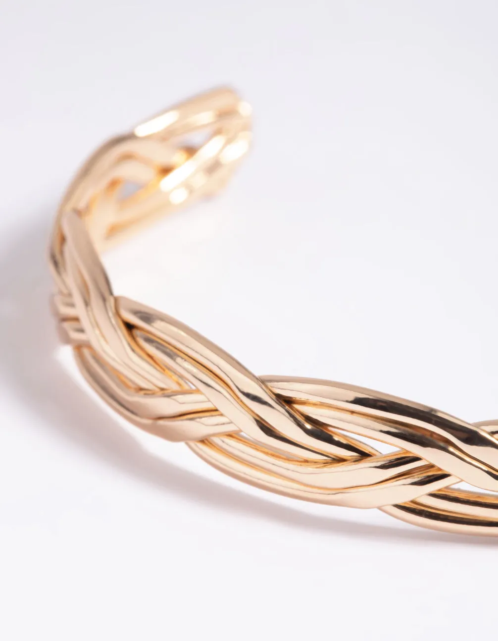 Gold Twisted Plait Cuff Bangle