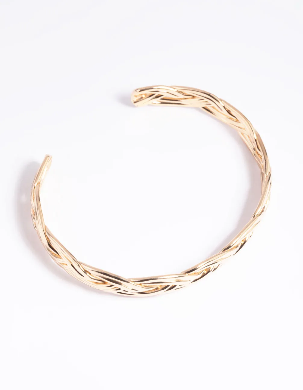 Gold Twisted Plait Cuff Bangle