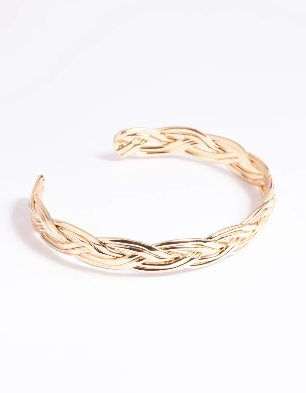 Gold Twisted Plait Cuff Bangle